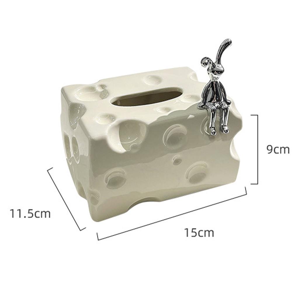 Tissue Box Cover Ceramic Rectangular Stylish Elegant Decorative Napkin Box Holder for Desktop Coffee Table Tissue Dispenser