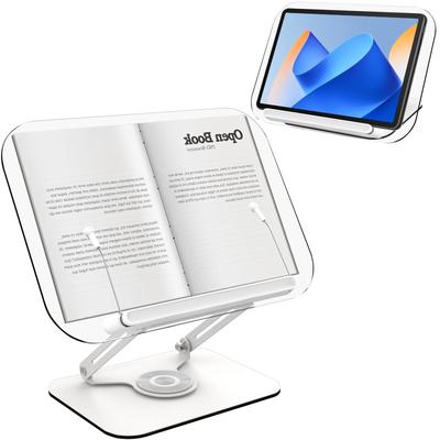 Athvcht Acrylic Book Aluminum Infinitely Adjustable Excellent for Posture for Bookstand, Foldable, Holder, 360° Rotation, Alloy, Angle/Height,