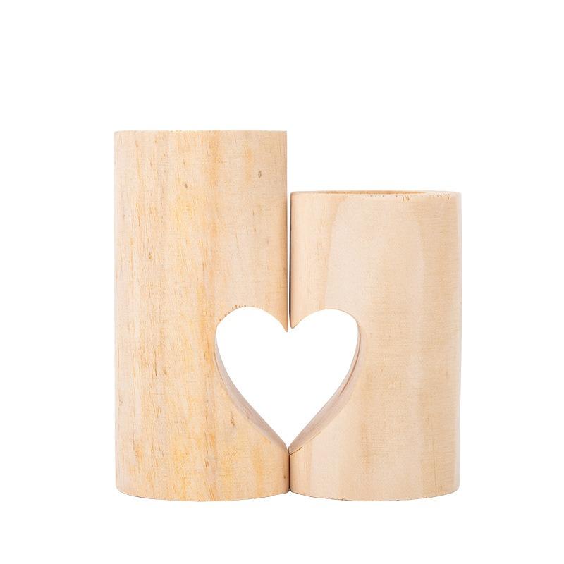 Tea Light Candle Holders for Table Centerpiece, Decorative Wood Tealight Candle Holder Set, Unity Heart Candle Holder for Home