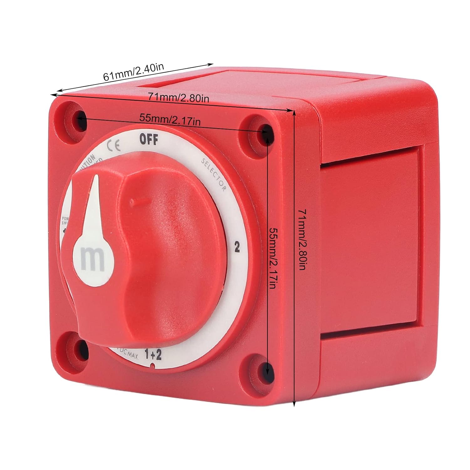 Acouto Boat Battery Disconnect Switch 300A Marine Battery Switch 360° Rotating 4 Position Battery Kill Switch Selector IP66 for Yachts RVs Modified