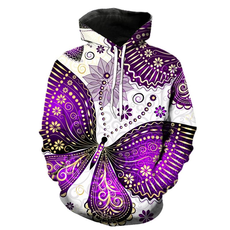 

Новейшие изысканные толстовки с капюшоном с 3D-принтом «Бабочка», мужские и женские модные повседневные крутые пуловеры Harajuku, большие толстовки с капюшоном, топы XL