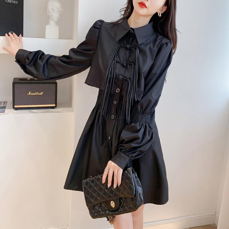 

Mokana Women s Fashion New Chinese Style Long Sleeve Short Dress S