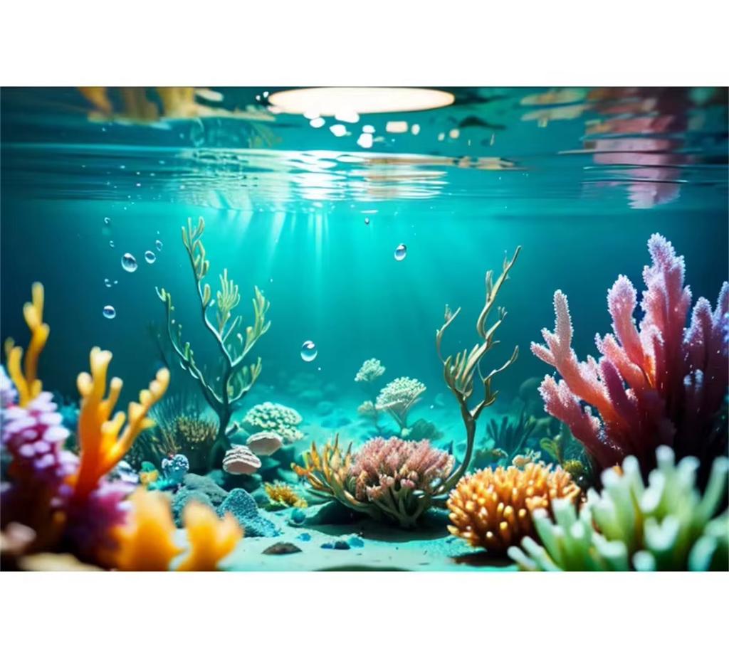 Underwater World Fish and Coral Aquarium Photography Backdrop Tapestry Theme Party Decoration Wall Hanging Cloth