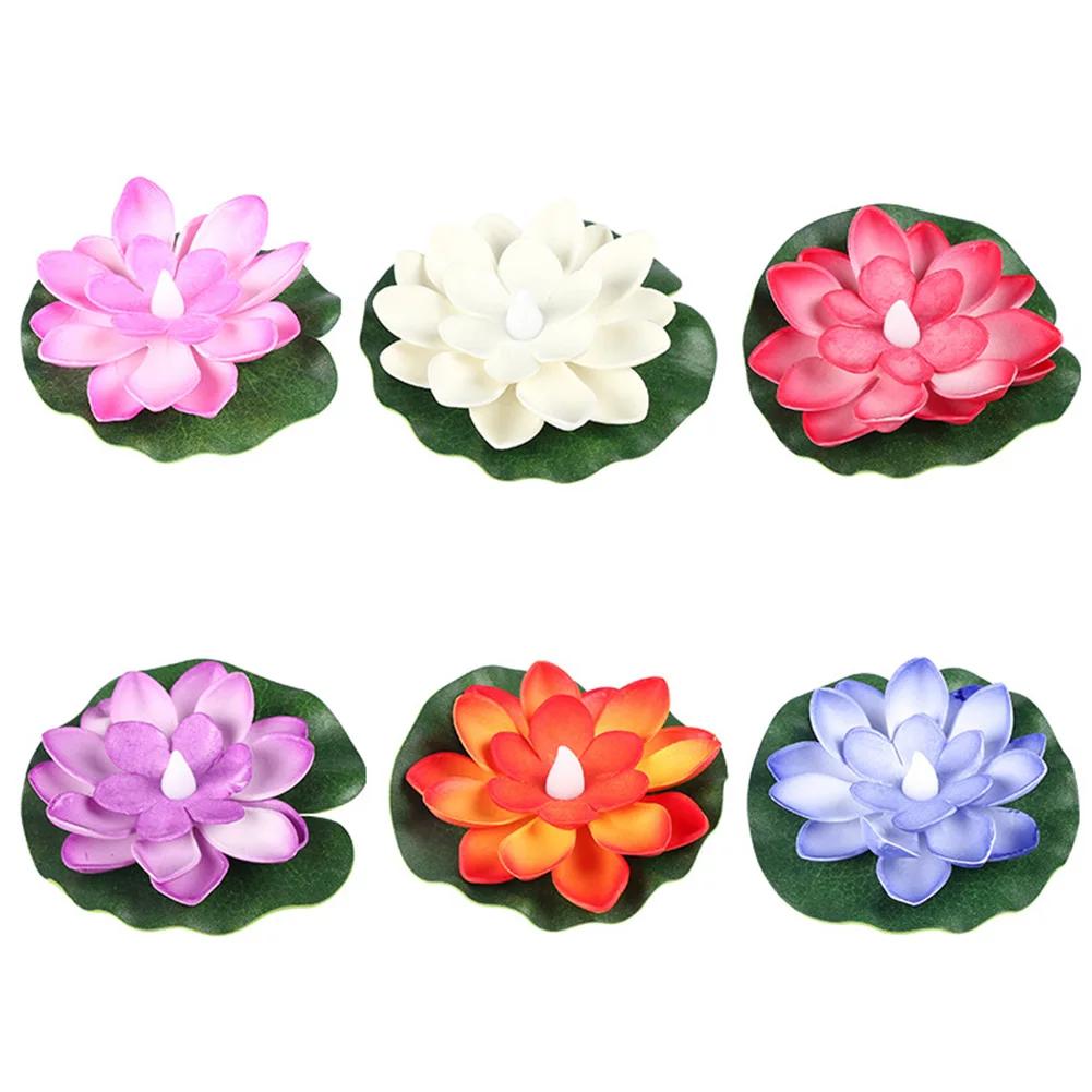 

Водонепроницаемый декоративный речной фонарик-лотос, плавающий фонарь для бассейна, на батарейках, благословение, свеча-кувшинка