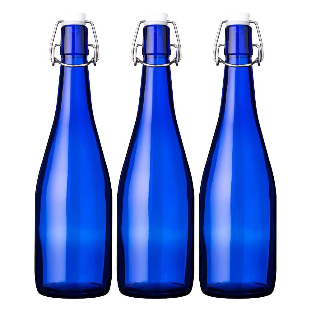 

Machine Bottle Anchor Top Bottle, 720ml, Blue, Set of 3, Storage, Refillable, Glass Bottle, AT720SWCB3