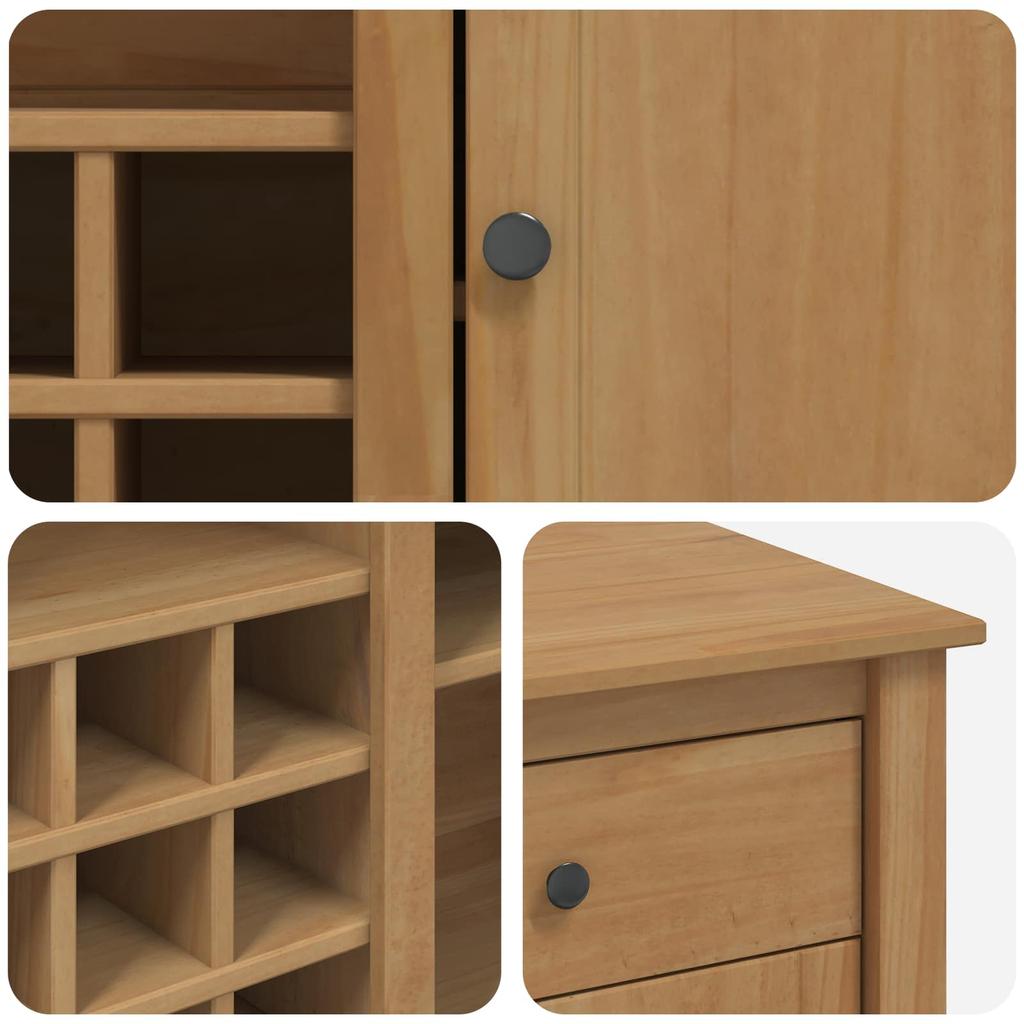 Kitchen Trolley with Door PANAMA 2 pcs Honey Wax Finish 112 x 77 x 90 cm