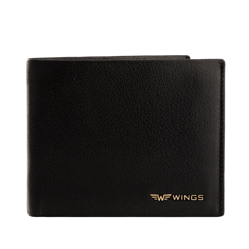 Men' Black Wings Wallet Made of Natural Goat Leather