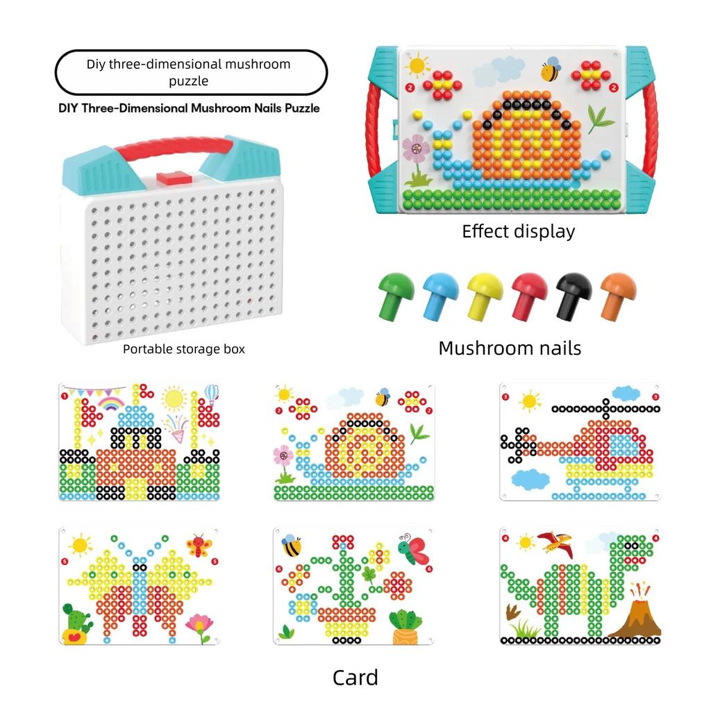 373 Teile Kinder Kreatives Mosaik Spielzeug Set Nagelkunst Komposition Bild Puzzle Pilz Set Pädagogisch Spaß Puzzle Spielzeug