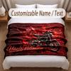 Motorcycle Biker Theme Soft Blanket Personalized Custom Name Text Print Warm Blanket Home Sofa Bedroom Decor
