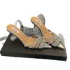 Youth Sexy Transparent High Heels Cross Rhinestone Pointed Royal Sister Sexy Beautiful Bag Head Sandals Women'S Summer