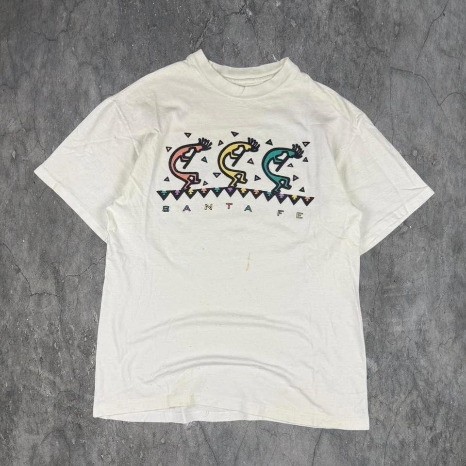 Винтажная белая футболка Санта-Фе, Нью-Мексико, 90-е, мужской размер S L