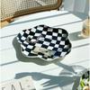 European Chessboard Ceramic Plate Black and White Checkered Irregular Tableware Dinner Plate Dinner Set Plates and Dishes