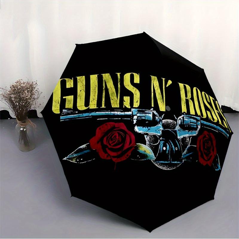 1pc Guns N' Roses Automatic Umbrella Durable Iron Frame & Plastic Handle, Gift for Men & Women, Sturdy Construction, Playful Design yy250826109
