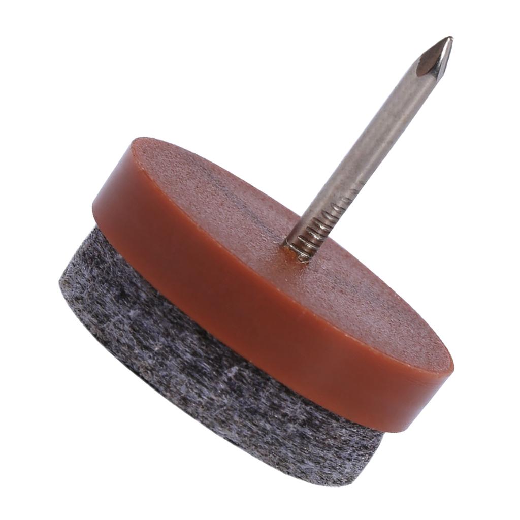 20x Furniture Table Chair Leg Floor Felt Pad Skid Glide Slide Nail Protector Brown 24mm