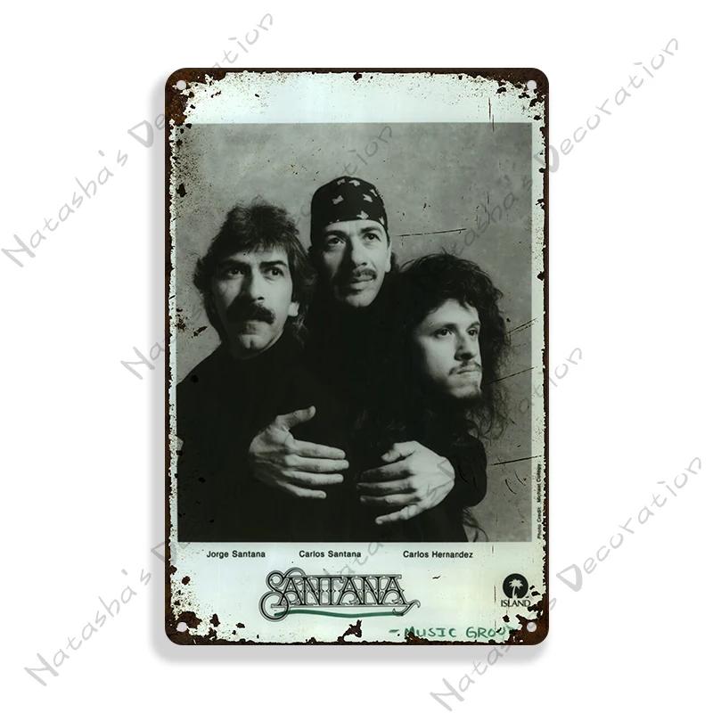 Santana Poster Dekorative Platte Rockmusik Metallposter Garage Club Metall Blechschild Metallplakette Wandplatte Man Cave Wanddeko