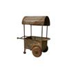 Rustic Metal Garden Cart Planter Outdoor Vintage Style Iron Flower Pot Holder for Patio Yard Deck Decoration with Wheels and Handle