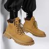Male Casual Boots Thick Sole Lace Up Non Slip and Waterproof Men's Leather Shoes Platform Classic Original On Sale Cowhide Pu