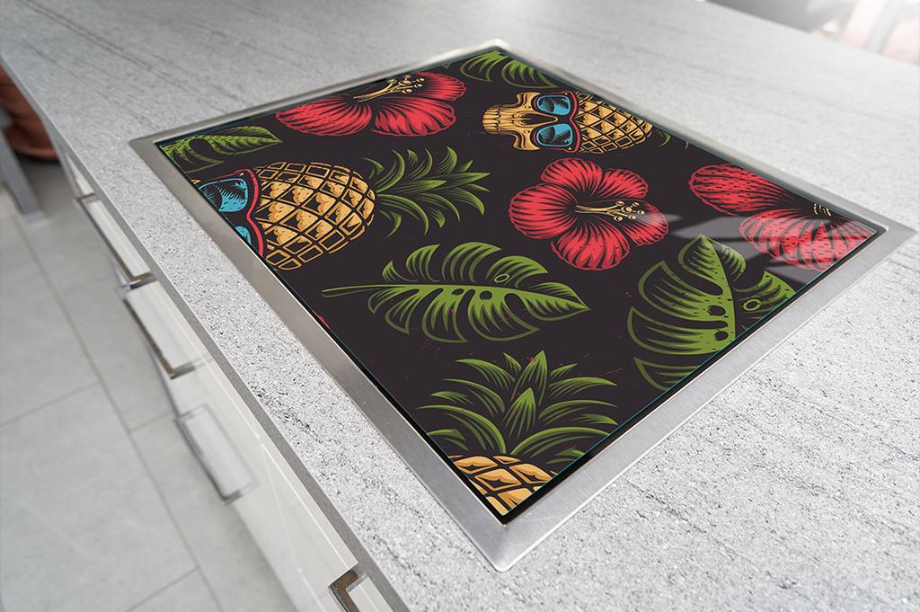 SZKLANA PŁYTA OCHRONNA NA KUCHENKĘ 70x52 ANANAS