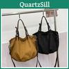 Trendy Black And Khaki Japanese Retro Canvas Shoulder Bag For Everyday Use