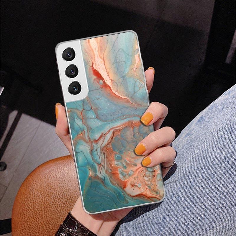 Fashion Gold Pink Geometric Marble Phone Case For Samsung Galaxy S24 S25 Edge S26 Ultra S23 S22 S21 Plus S20 FE + Personalized P