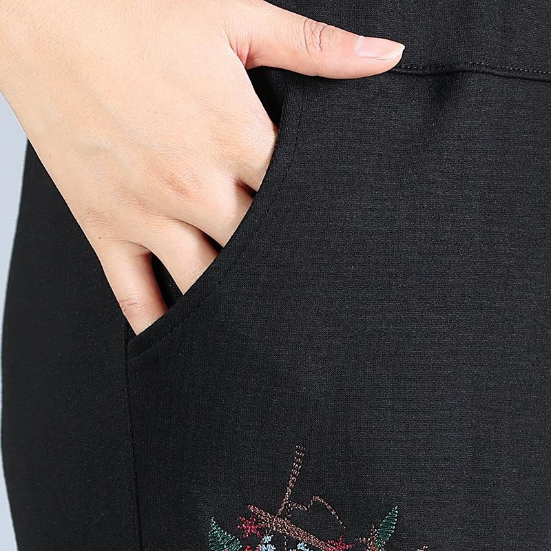 Elderly Cotton Pants Women's Winter Grandma Wear Outer Wear Fleece Thickened Mother Fattened Enlarged Elastic High Waist Middle and Old Women's Pants