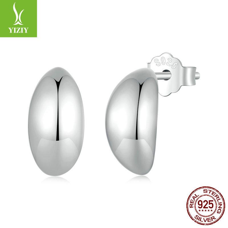 Metal Cold Wind 925 Silver Stud Earrings French Basic Niche Light Luxury Temperament Earrings Women
