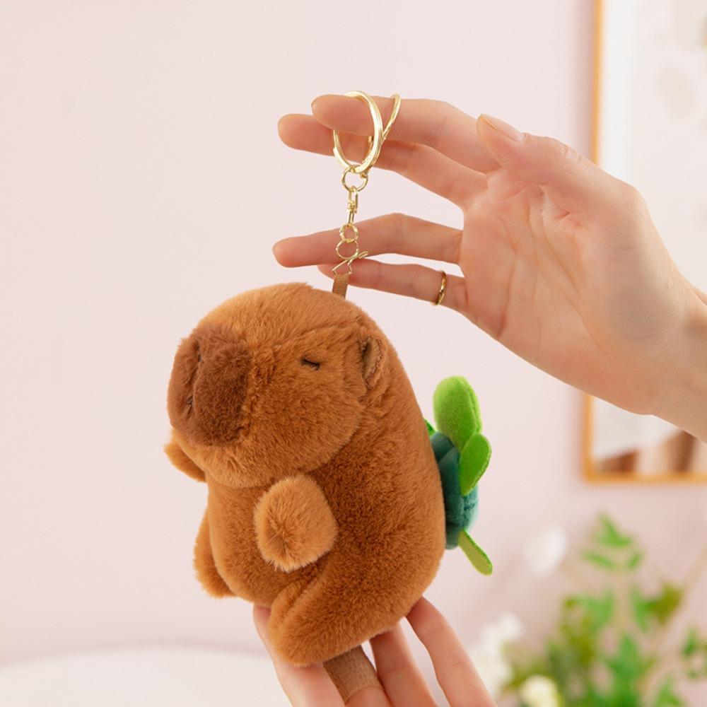 Stretchable Plush Couple Keychains Rotatable Capybara Plush Doll Capybara Plush Keychain  Kids
