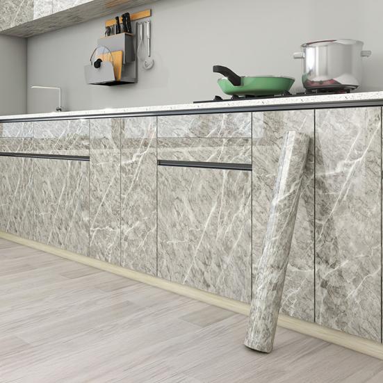 Marble Wallpaper Peel And Stick Waterproof Contact Paper Glossy Self Adhesive Oil-Proof DIY Sticker for Cabinet Door Kitchen Countertop