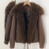 Winter new versatile commuter wind thickened warm jacket women's detachable natural real lamb fur collar down jacket