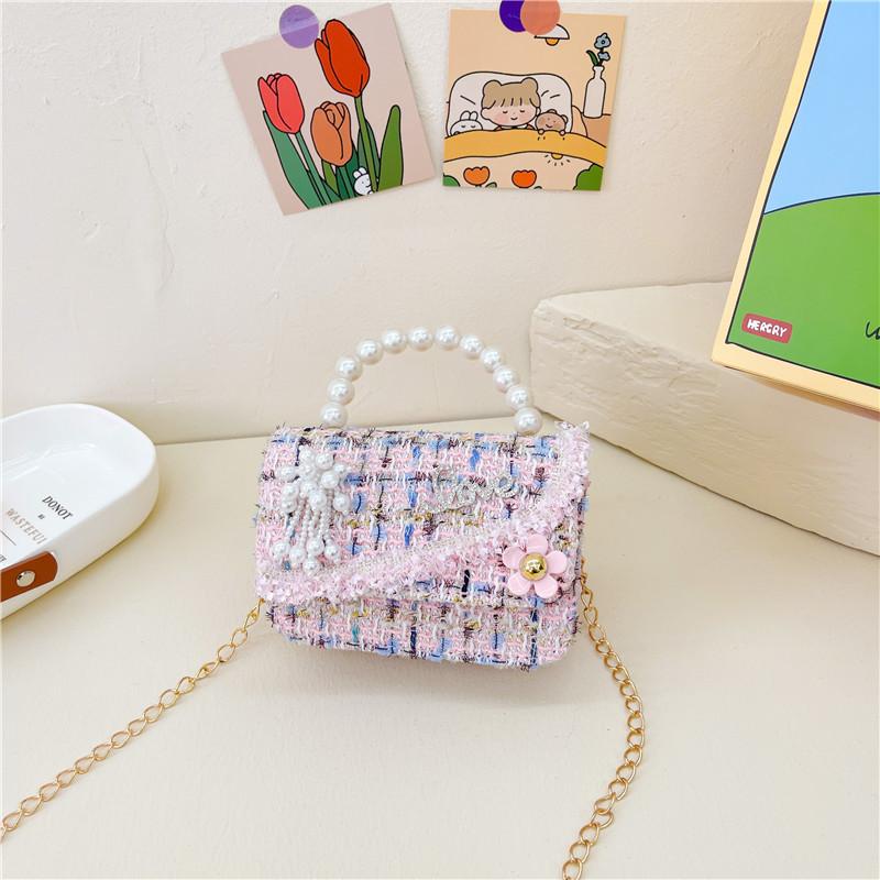 Simulated Pearl Chain Handbag Children Shoulder Bag Outdoor Trendy Crossbody Bag