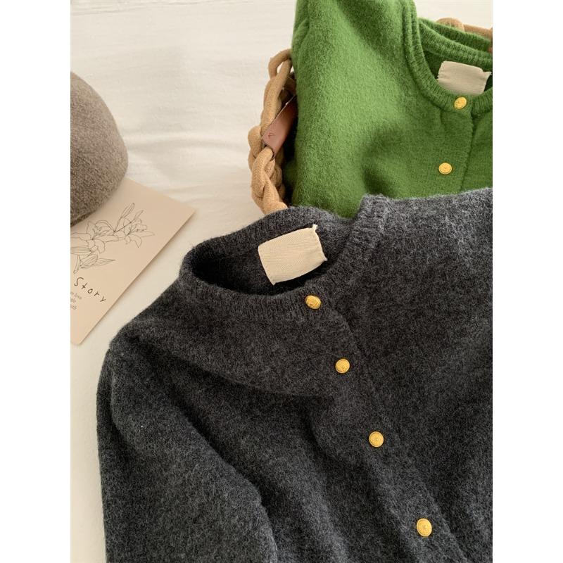 Raccoon Velvet Knitted Cardigan Women's Autumn New Lazy Loose Versatile Crew Neck Short Sweater Jacket Top