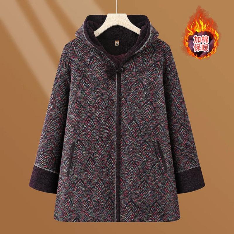 Hooded coat autumn and winter long women's clothing new coat cotton thickened top