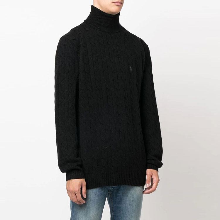 Polo Ralph Lauren Solid Color Embroidered High Neck Pullover Knit Sweater Men Sweater Black 710876836-002