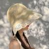 Foldable Lace Trim Hats Sun Protection Straw Sun Visors High Quality Straw Hat  Women Girls