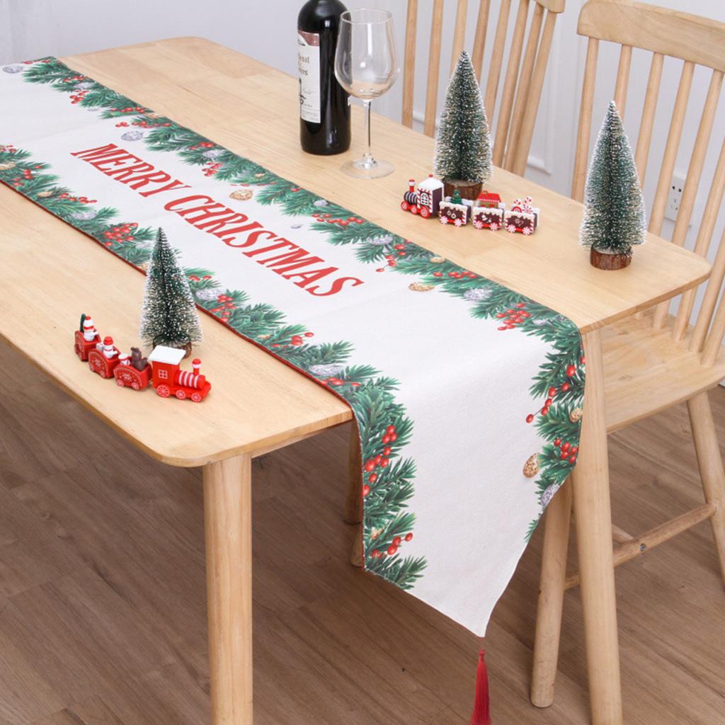 Merry Christmas Table Runner Dining Table Decoration Double Layer Tablecloth