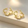 Hollow Four-Leaf Clover Geometric Earrings - Retro Flower Design for Women