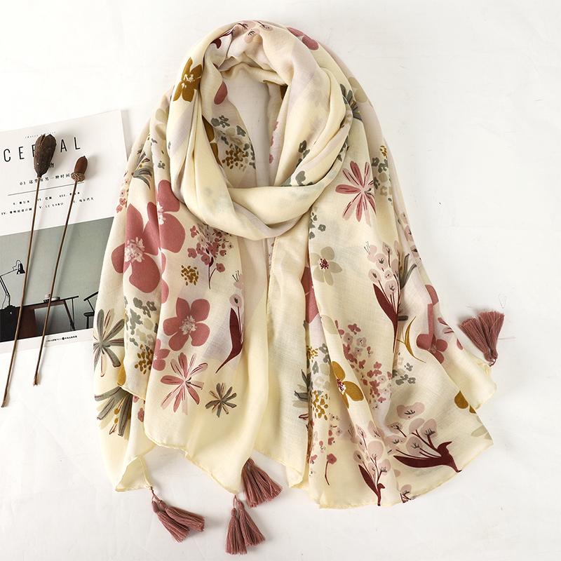 Весенний Популярный Шарф С Принтом Женский Новый Узор Бандана Роскошное Пляжное Полотенце 180X90См Хлопок Лен Шарф Модный Дизайн Теплый Шарф