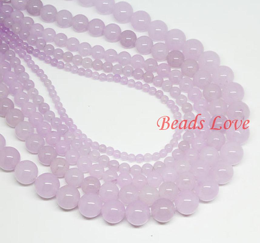 4-12mm Natural Round Lavender Chalcedony Jades Beads Loose Spacer Stone Beads For Jewelry Making DIY Handmade Bracelets 15Inch