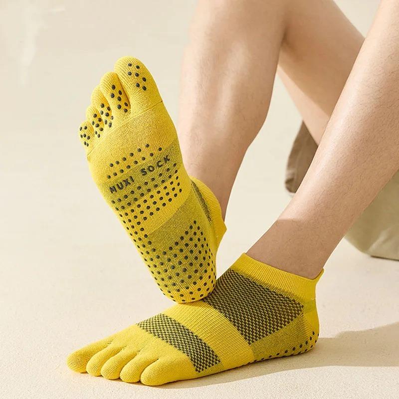 Yoga Pilates Five Finger Socks Ankle Men Non Slip Mesh Solid Simple Athletic Sport Boat Toe Socks