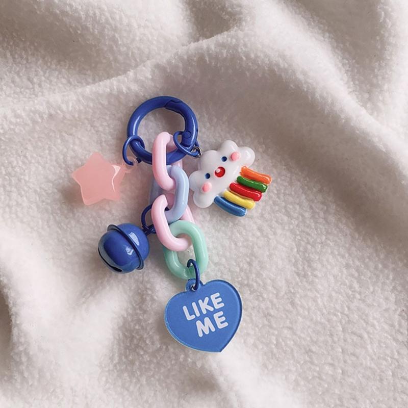 Unique Moon Cloud Star Bell Heart Pendant Keychain Handmade Colorful Resin Keyring Accessory Handbag Accessories