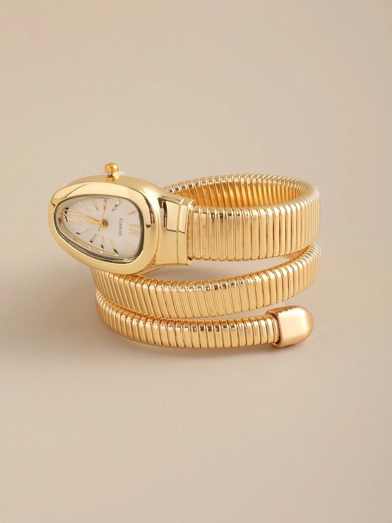 1 Stück-Hochwertige und modische Damen-Legierungsuhr mit Schlangenkopfgehäuse, exquisite und luxuriöse Quarz-Damenuhr