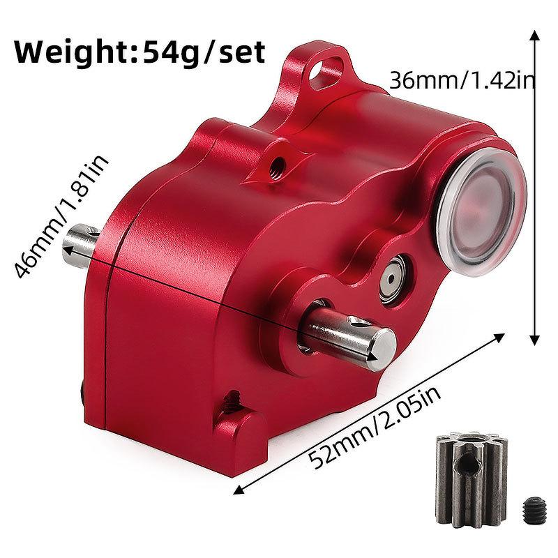 LCG Aluminum Transmission Gearbox for 1/10 RC Crawler SCX10, Lightweight Metal Gearbox 9T Motor, 1:9 Ratio, 540/550 Compatible