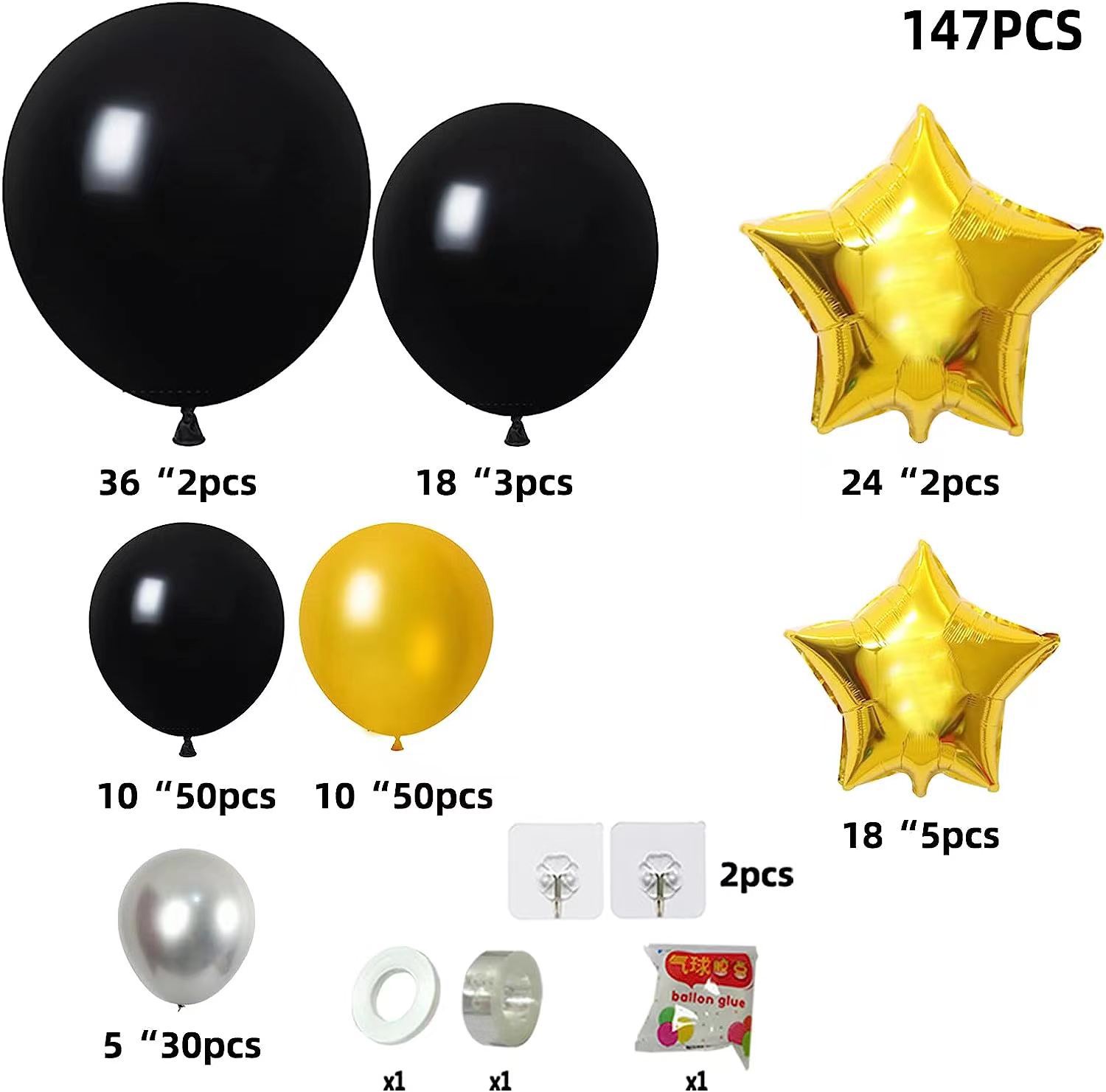 

Черно-золотой набор венков из воздушных шаров Золотой воздушный шар-пентаграмма Детский душ День рождения Свадебная вечеринка Украшение магазина Set as shown