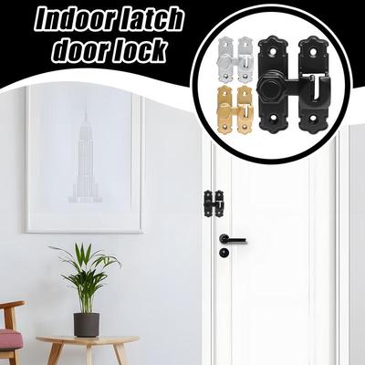 Door Latch No-Punching Bathroom Privacy Door Latches Metal Safety Inside Locking Hardware For Bedroom Balcony Kitchen Backyard