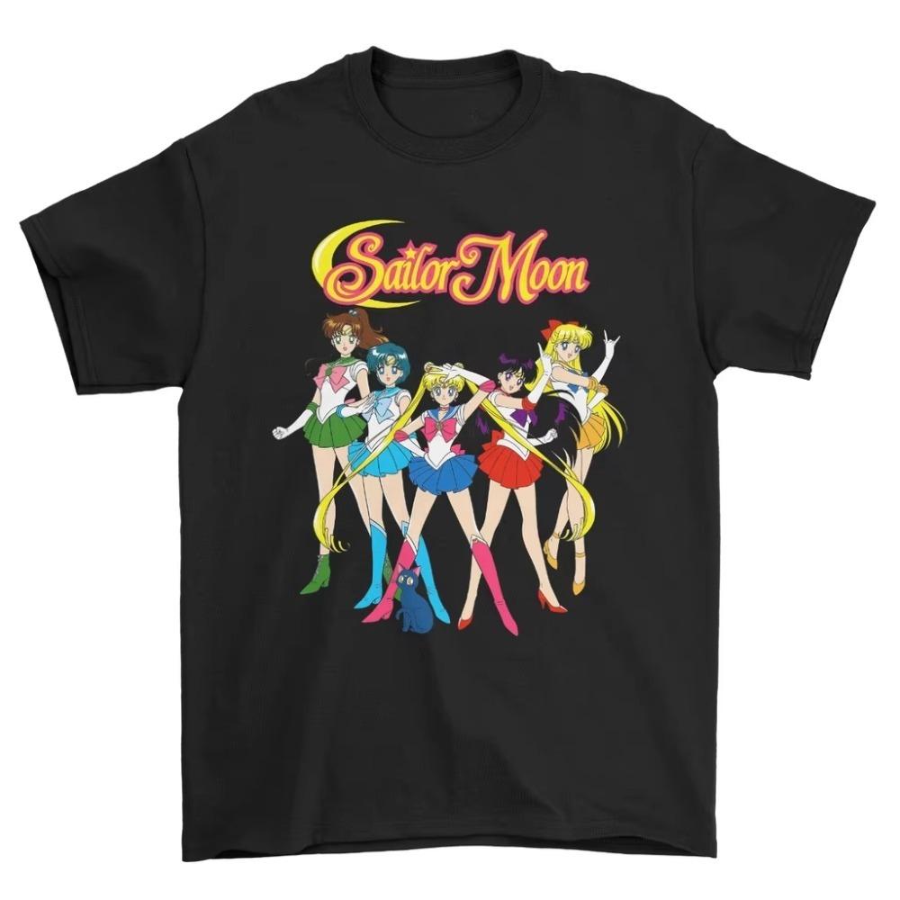 

2026 Summer Japanese Sailor Moon Retro Animation Tshirt Unisexs Tees Summer New Retro Unisexs and Womens Streetwear Soft Cotton S