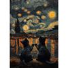Black Cat Under The Sky Starry Night Series Theme Canvas Printing Fashion Populars Colors Mural Studio Home Decoration Art Gifts