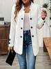 Autumn Winter New Fashion Solid Color Textured Double-Breasted Decorative Inner Pocket Long Sleeve Cardigan Jacket