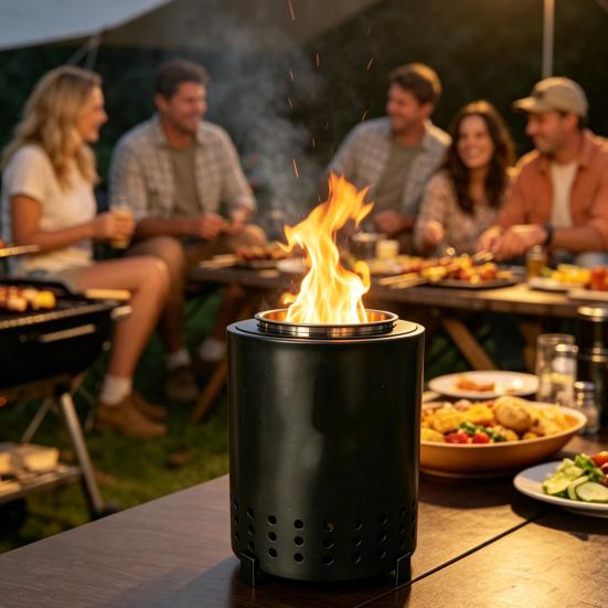 Mini Stainless Steel Tabletop Firepit, Portable Charcoal Burner Stove, Small Firepit for Outdoor Camping Backyard Patio Garden