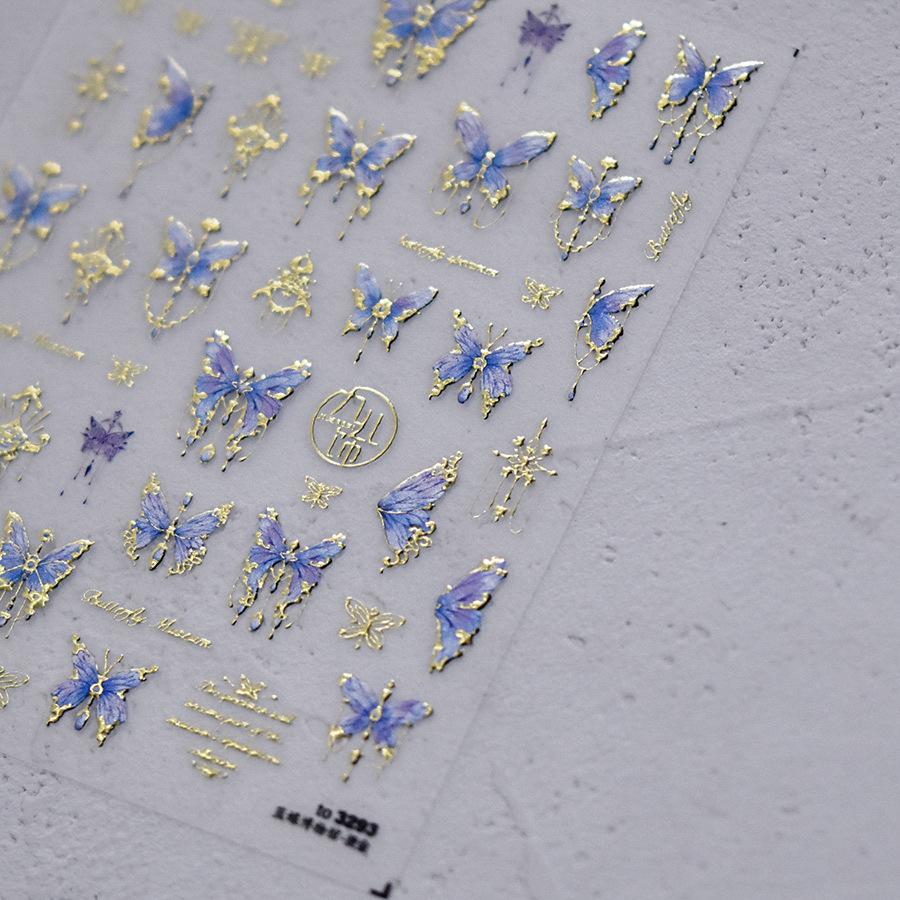 Exquisite Butterfly Border Photo Frame Nails Sticker Luxury Bronzing Flower Star Moon Gold Silver Nails Art Stickers DIY