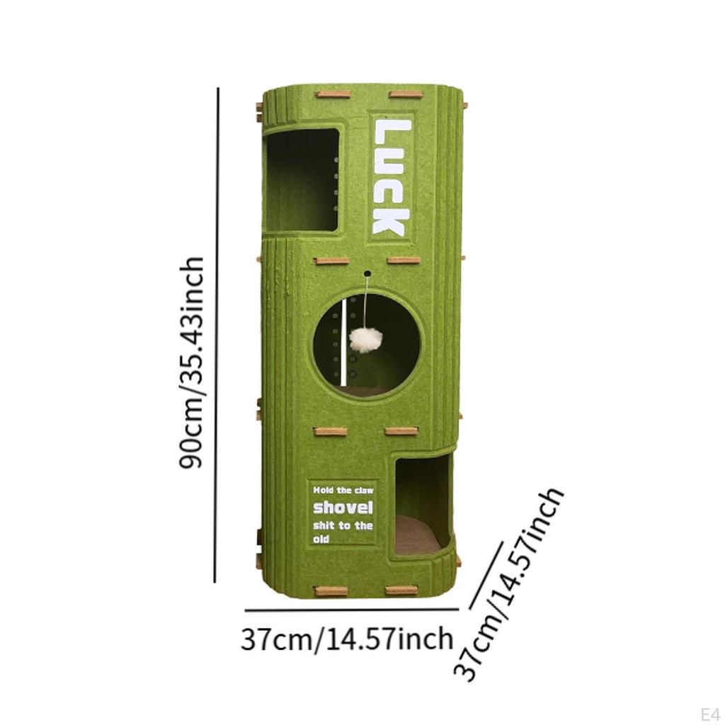 Cat Bed with Enclosed Space And Scratch Post for Multiple Cats